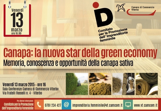 "Canapa: la nuova star della green economy" incontro in Camera di Commercio