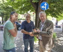 Da destra: Leonardo Michelini, Andrea Vannini e Lucio Matteucci, presidente dell'associazione Viterbo Civica